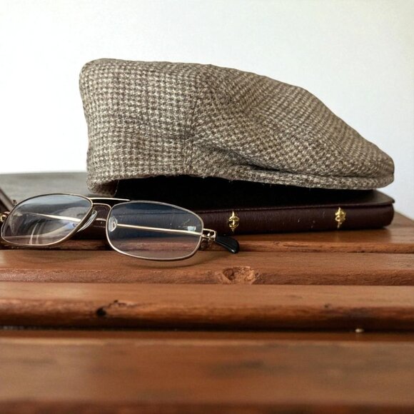 Stewardsons of Hawkshead Herdwick Tweed Flat Cap Hat Beige Wool Newsboy - Picture 4 of 5